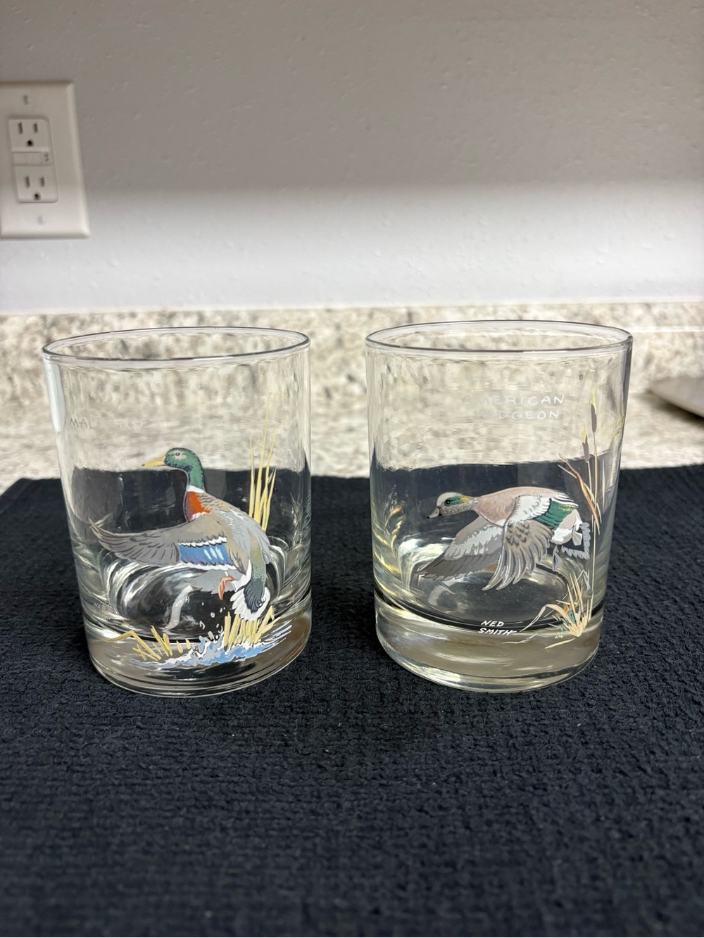 Culver Ned Smith Waterfowl DOF Double Old-Fashioned Glasses. Set Of 2